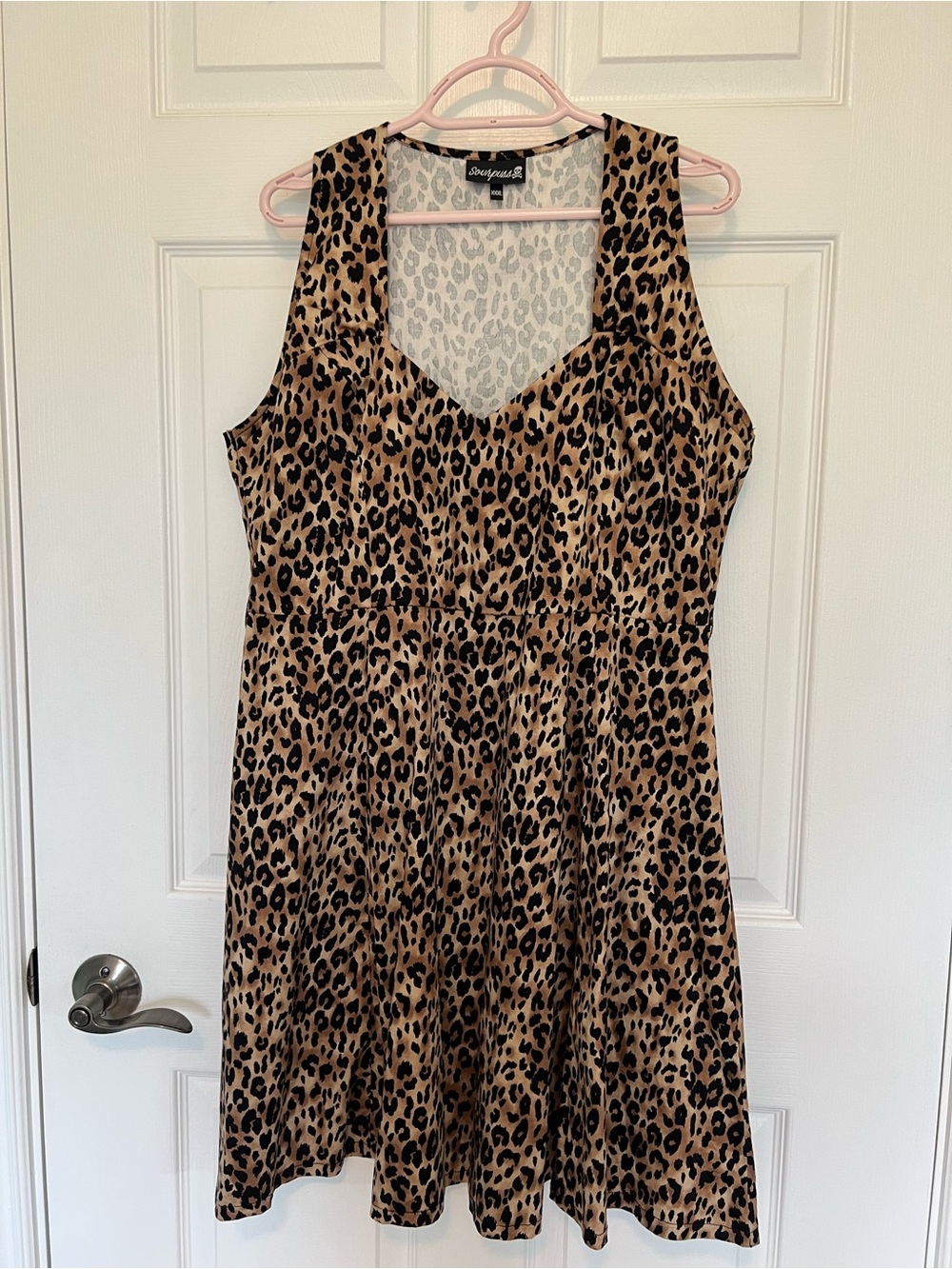 Sourpuss Leopard Print Midi Dress in Tan and Black